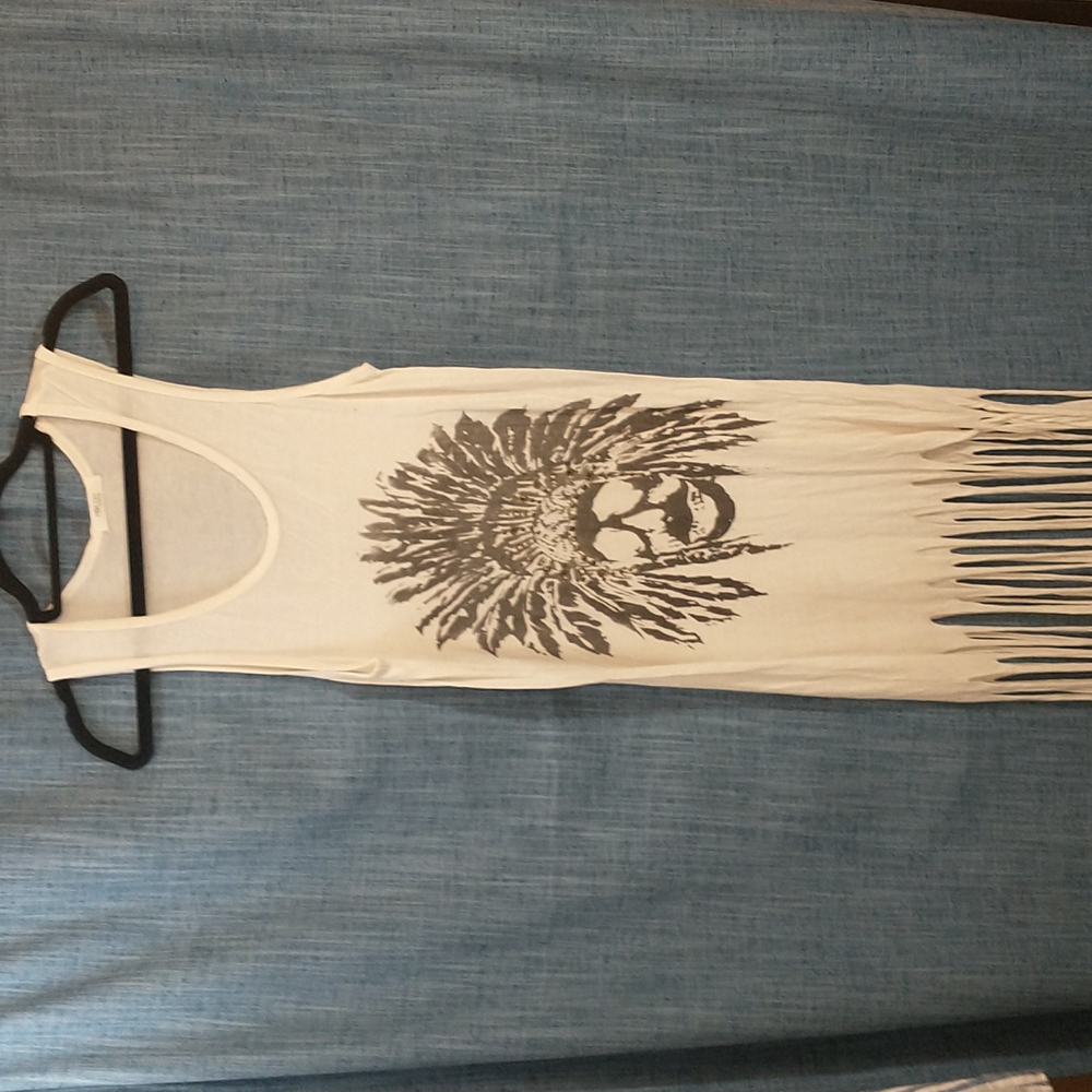 poetry skeleton native american indian tribal print shredded tee shirt